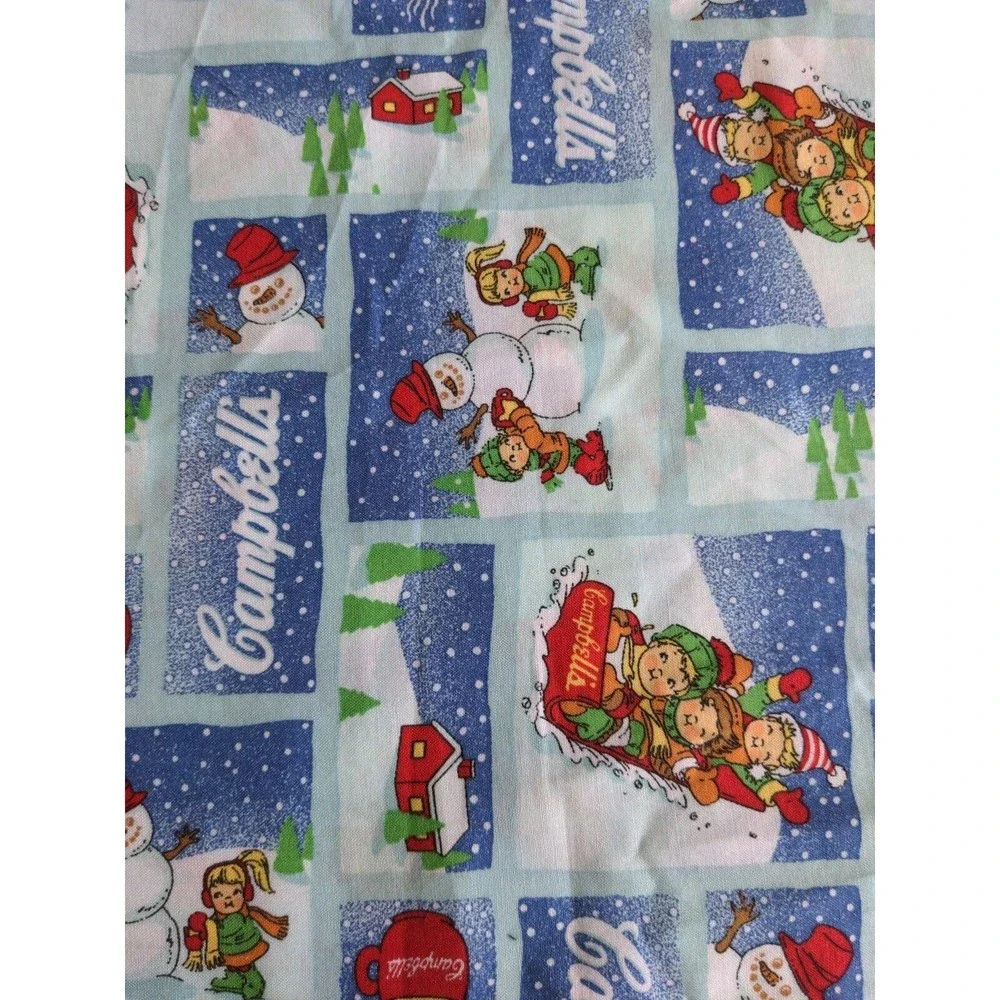 Campbells Soup Company 2002 Christmas Winter Scene Vintage Fabric by the Yard - Picture 1 of 7